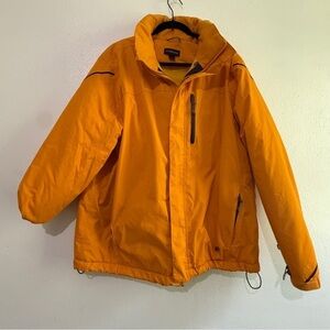 Lands End Marigold Insulated Weatherproof Jacket w/dark blue trim. Sz L.